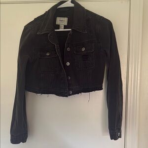 Forever 21 Black Cropped Jean Jacket